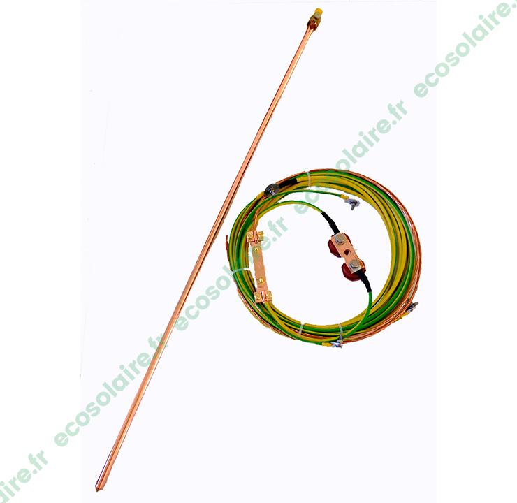 Kit de mise à la terre pour modules solaires - 5 à 6 modules - câble vert/jaune 10m ou 20m - conformité UTE C 15-712-2_0