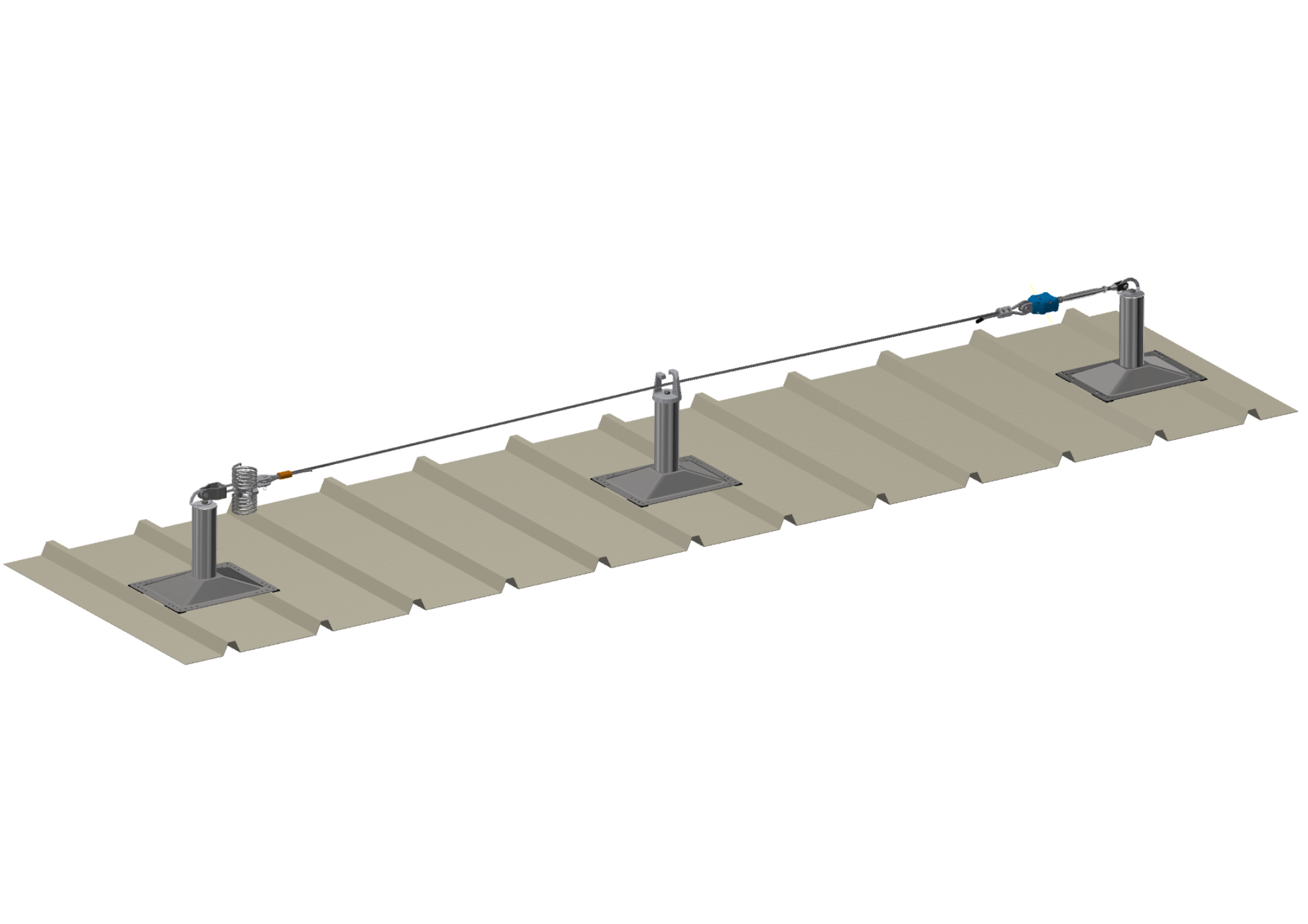 Ligne de vie sur potelet absorbeur - dispositif d'ancrage horizontal pour bac sec et panneau sandwich_0