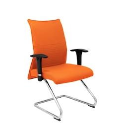 Piqueras y Crespo Albacete confidant armchair sled base Fauteuil visiteur confidant avec base chromée sled tapissée en tissu BALI couleur orange. -_0