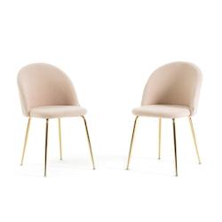 RATTATAN Lot de 2 chaises en tissu teddy d’intérieur, pieds en métal, rembourrées pour cuisine, salle à manger, bar ou restaurant – Sara Teddy_0