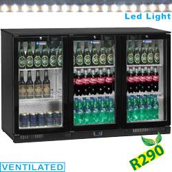 Refroidisseur de bouteilles ventilé 'Back Bar' 3 portes battantes - 300L - R290 - Température +2° à +10° - tab3/d-r2_0