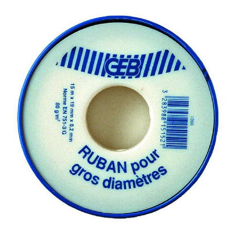 Ruban téflon GEB - épaisseur 0.2 mm x largeur 19 mm x longueur 15 m - démontage facile_0