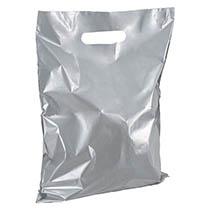 SACS BOUTIQUE COLORIS ARGENT POIGNÉES PLATES H 32 X L 25 CM - COLIS DE 100