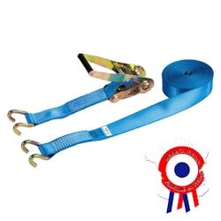 Sangle d'arrimage à cliquet et crochets ouverts 9 M x 50 mm 6 Tonnes SIMPLEX Plateau - ASIP1091F - Cobaltix - gris 3700056086894_0