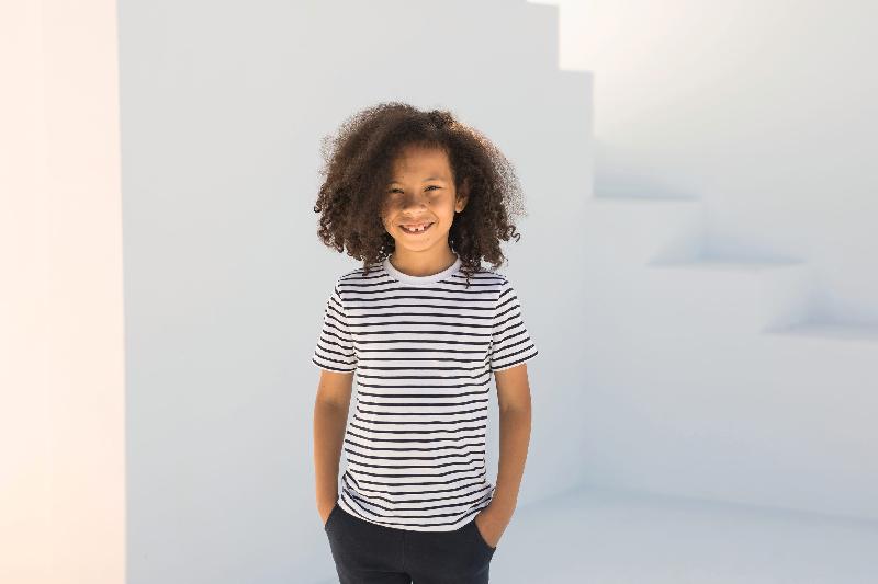 T-shirt rayé enfant - Réf: SM202 - 100% coton - Unisexe avec encolure élastique souple - Marque Skinni Fit_0