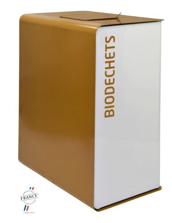 Borne de tri sélectif biodéchets – 2x20L – Intérieur – Blanc RAL 9016 – Marque Rolléco_0