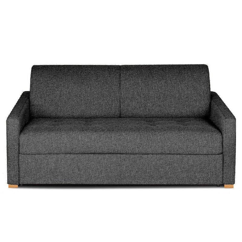 CANAPÉ CONVERTIBLE EXPRESS BIRDY 140CM  MATELAS 16CM  MONO ASSISE CAPITONNÉE TWEED GRIS GRAPHITE_0