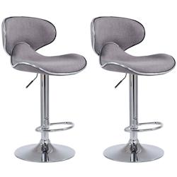 Décoshop26 - Lot de 2 tabourets de bar pivotant design moderne en tissu gris support en métal chromé 10_0004269 - gris 3000252015149_0
