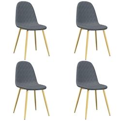 Décoshop26 - Set de 4 chaises de salle à manger en tissu velours gris foncé pieds chromés dorés DEC025627 - gris 3000255355365_0
