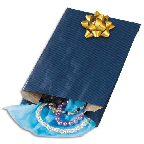 Emballage paquet de 250 sachets kraft bleu 15 x 25 x 7 cm_0