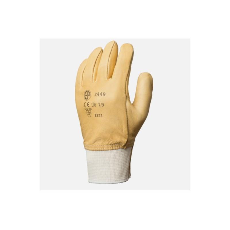Gants de protection en cuir tout fleur vachette beige - hydrofuge - MO2420_0