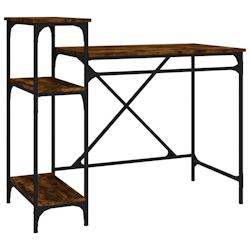 Helloshop26 - Bureau table poste de travail meuble d'ordinateur informatique étude avec étagères chêne 105 x 50 x 90 cmbois 02_0023484 - 3000214350295_0