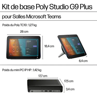 Kit de base Poly Studio G9 Plus pour Mini-PC IP HP Microsoft Teams avec TC10_0
