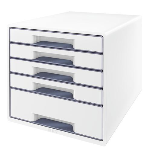 Leitz module de classement WOW - 4 petits + 1 grand tiroirs - L36,3 x H27 x P28,7 cm - Coloris blanc_0