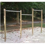 Module avec barres fixes - parcours de santé - virages - hauteur hors sol 2300 mm - structure en pin classe 5 et barres inox_0
