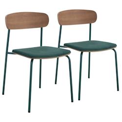 Oviala Business Lot de 2 chaises empilables en bois vert kaki - vert Bois massif 114222_0