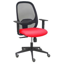 Piqueras y Crespo Silla Cilanco negra malla negra asiento bali rojo brazo regulable - rouge multi-matériau 354SNM840B350B10CRP_0