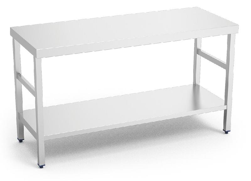 Table centrale en acier inoxydable avec étagère Table centrale avec étagère 1000x500x850 mm. Horemaq - 070202_0