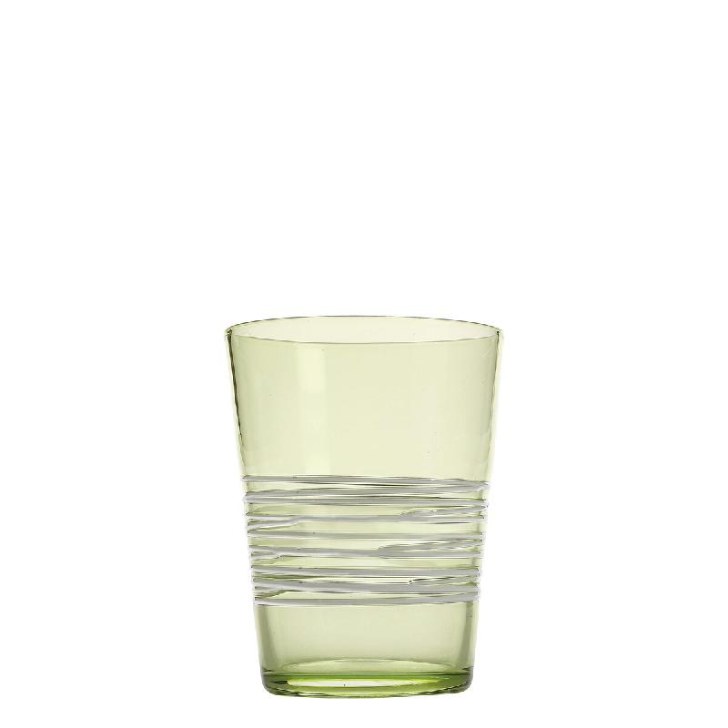Zafferano Ensemble de 6 verres à eau Filante en verre coloré vert pomme, design artisanal avec décoration à fil blanc, résistants et lavables au_0