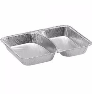 100 PLATEAUX REPAS JETABLES OPERCULABLES 2 COMPARTIMENTS EN ALUMINIUM