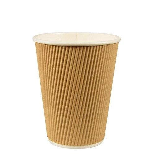 25 GOBELETS PAPSTAR, CARTON, « PURE », 0,3 L, Ø 9 CM X HAUTEUR : 11 CM, RIPPLE WALL
