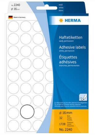 Étiquette/pastille ronde de couleur Ø 16 mm - 2240 - Adhésives universelles en papier certifié FSC®_0