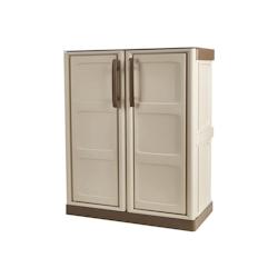 Art Plast Armoire de Rangement Garage Atelier - Armoire basse 2 portes et 1 étagère Réglable Polypropylène 70 x 39 x 85.5cm Charge 20 kg - gris pl_0