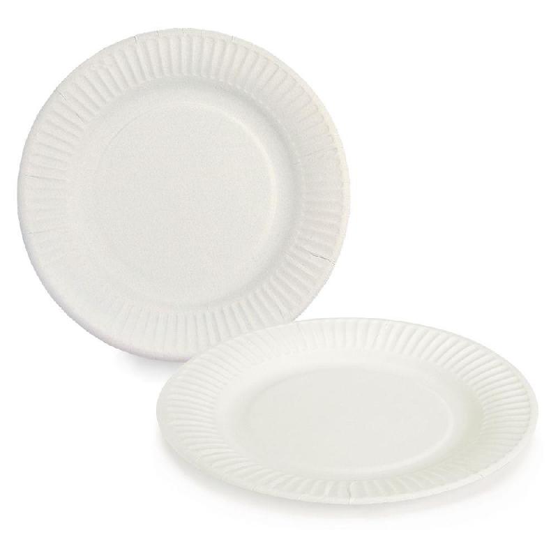 ASSIETTE RONDE EN CARTON 19 CM - BLANC - LOT DE 100