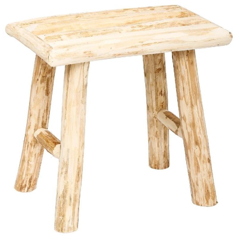 Atmosphera - Tabouret Woody en bois 34,5x23x31cm - marron JJ1816_0