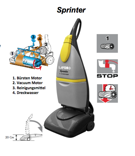 Autolaveuse accompagnée Lavor Spinter électrique - largeur de travail 290 mm - bac eau propre 2.8 L / eau sale 5.6 L_0