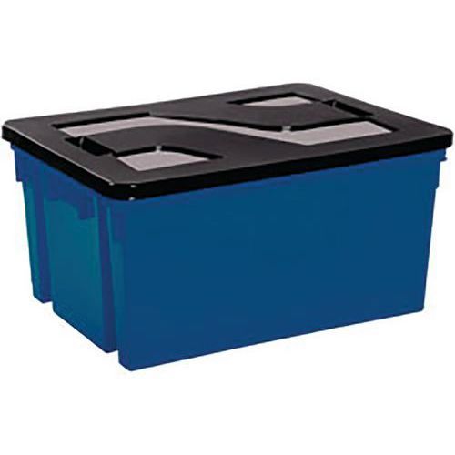 BAC BLEU DE RANGEMENT 50L AVEC COUVERCLE EN PLASTIQUE