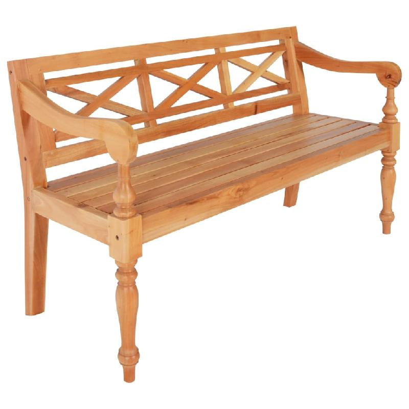 Banc banquette Batavia - 123x50x81 cm - Bois d'acajou massif marron clair - 02_0010781_0