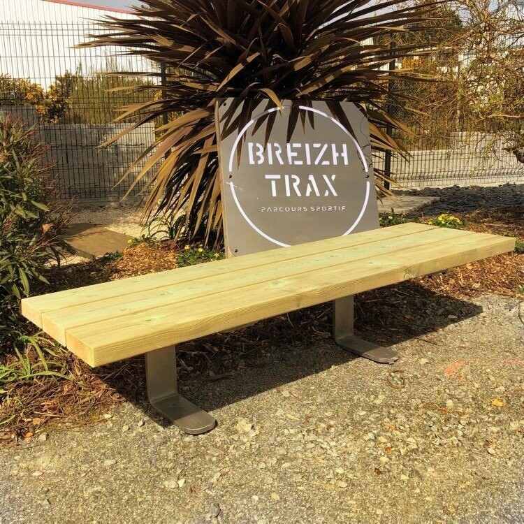 Banc en acier inoxydable et bois durable classe IV - Référence MUB5 - Design style lévitation - Longueur 2m disponible_0