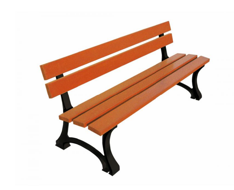 Banc Public City - Structure en acier zingué et lattes en bois - Hauteur assise 435 mm - Longueur 1800mm ou 2000mm - Capacité 4 places - Coloris selon nuancier RAL - Fixation au sol par goujons d'ancrage ou scellement chimique_0