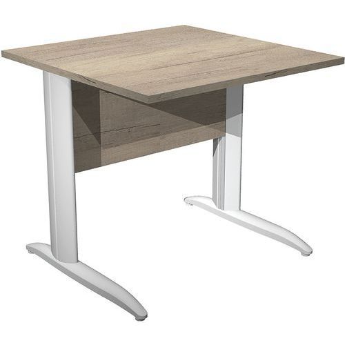 BUREAU DROIT PIEDS L MÉTAL FAST 80CM CHÊNE CANADIEN BLANC