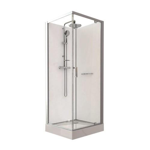 CABINE DE DOUCHE - KARA - 90 X 90 CM - PORTE PIVOTANTE TRANSPARENTE LEDA