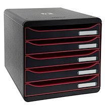 MODULE DE CLASSEMENT BIG BOX PLUS 5 TIROIRS BLACK OFFICE - NOIR/FRAMBOISE