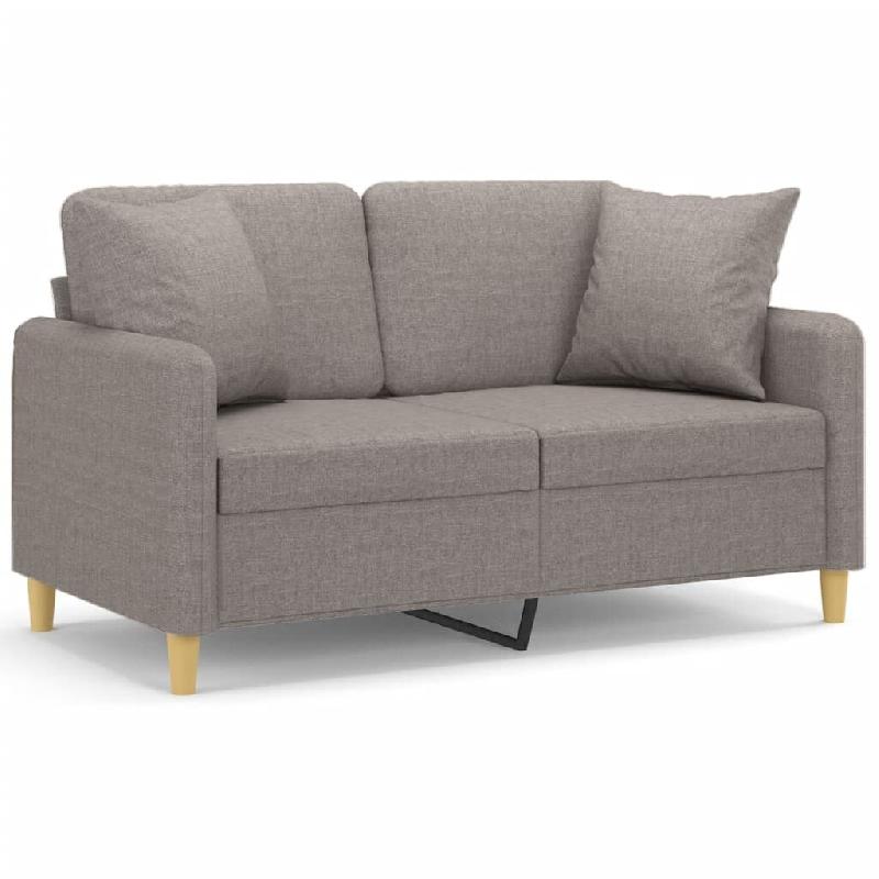 Canapé 2 places avec oreillers décoratifs taupe 120 cm tissu Modèle Vega Smart Pro - 8721012058750_0