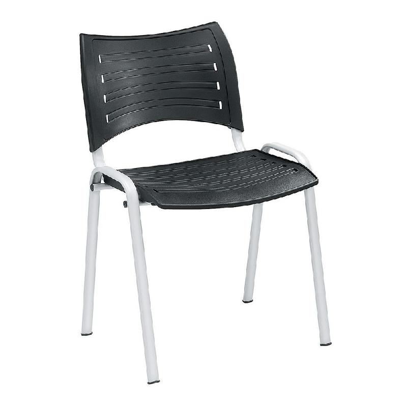 CHAISE COLLECTIVITES FUN - POLYPROPYLENE - NOIR - PIEDS METAL ALU - LOT DE 4