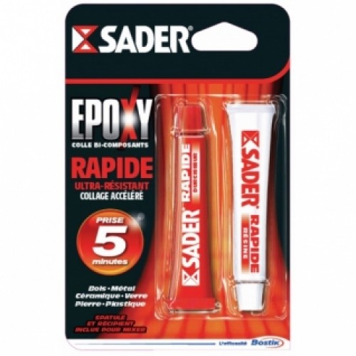 COLLE ÉPOXY BI-COMPOSANT À PRISE RAPIDE - 2 TUBES DE 15 ML SADER