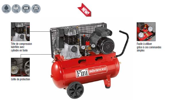Compresseur à piston - Entraînement par courroie - 2 et 3 CV - Réservoir 50 à 150 L_0