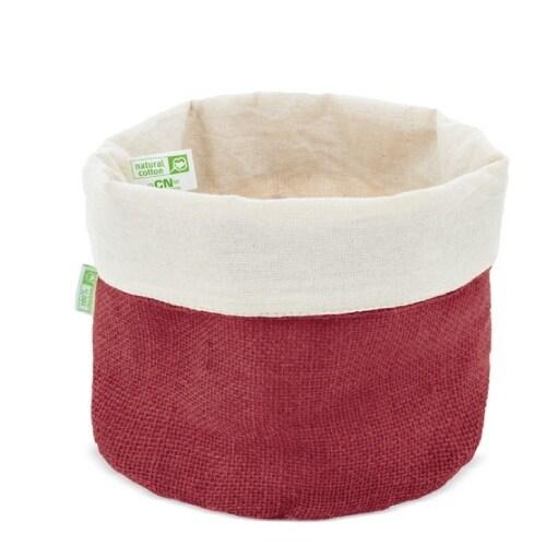 Corbeille à pain en coton et jute naturel 24x20 cm - Bordeaux - 8414271090226_0