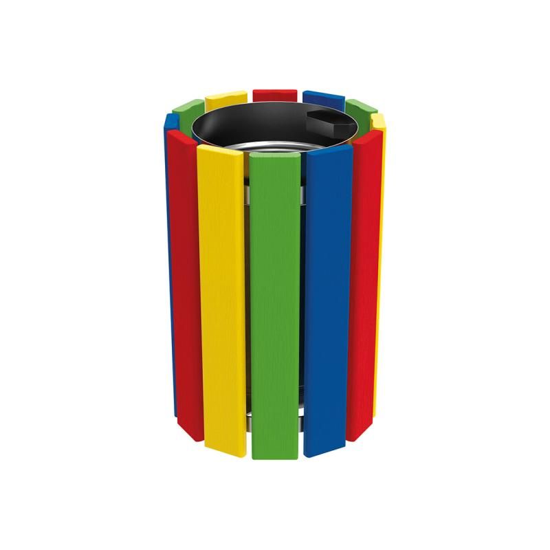 Corbeille Cologne spéciale enfants - 40 litres - Lames de bois exotique - Finition laquée multicolore_0