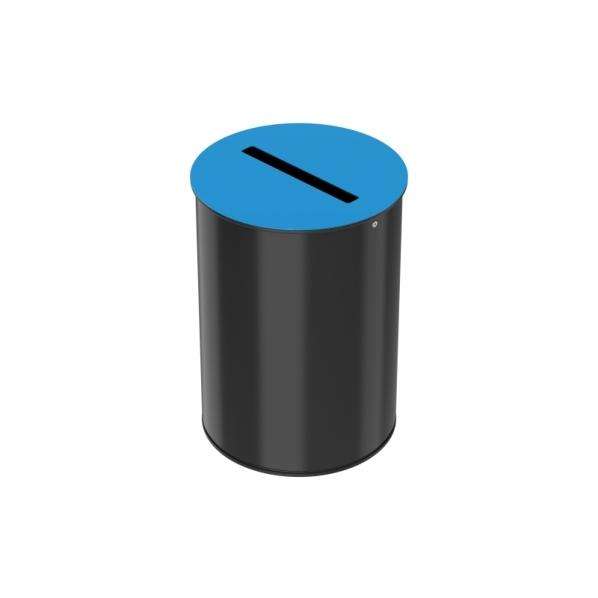 Corbeille de tri sélectif 30 litres - Neotri - Couvercle bleu ciel - Structure en acier poudré anti-UV_0