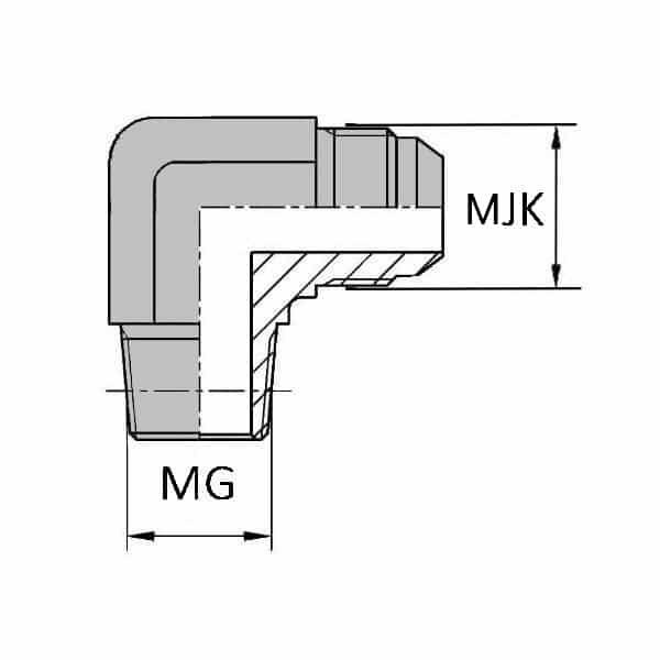 Coude 90° mâle gaz conique x mâle JIS Toyota® - 1/4' , 13.15 , 1/4' , 13.15_0