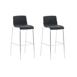 Décoshop26 - Lot de 2 tabourets de bar avec repose-pieds dossier incurvé en tissu gris foncé et 4 pieds en métal chromé 10_0004194 - gris 3000251_0