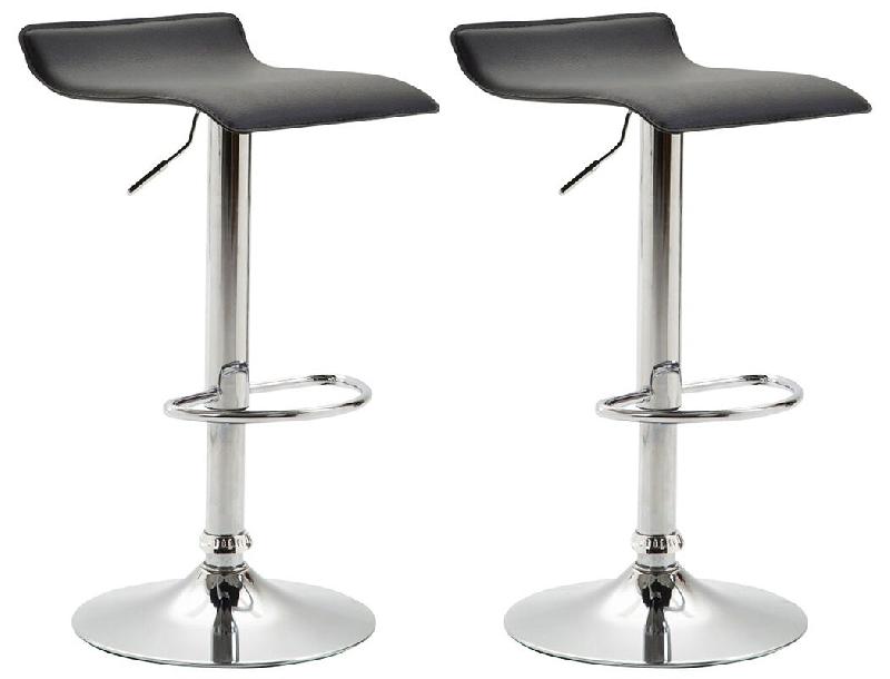 Décoshop26 - Lot de 2 tabourets de bar design minimaliste hauteur réglable repose-pieds en similicuir noir et métal chromé 10_0006404 - noir méta_0