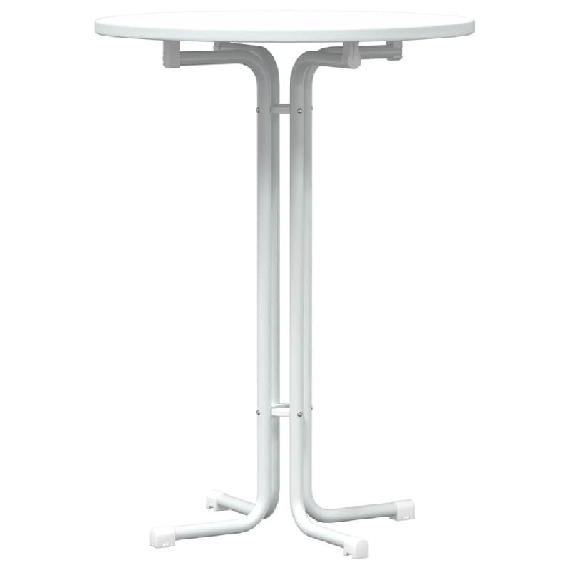 Décoshop26 - Table haute table d'appoint plateau pliable ø80 x 110 cm bois d'ingénierie et acier blanc DEC036777 - blanc acier 3000261395416_0