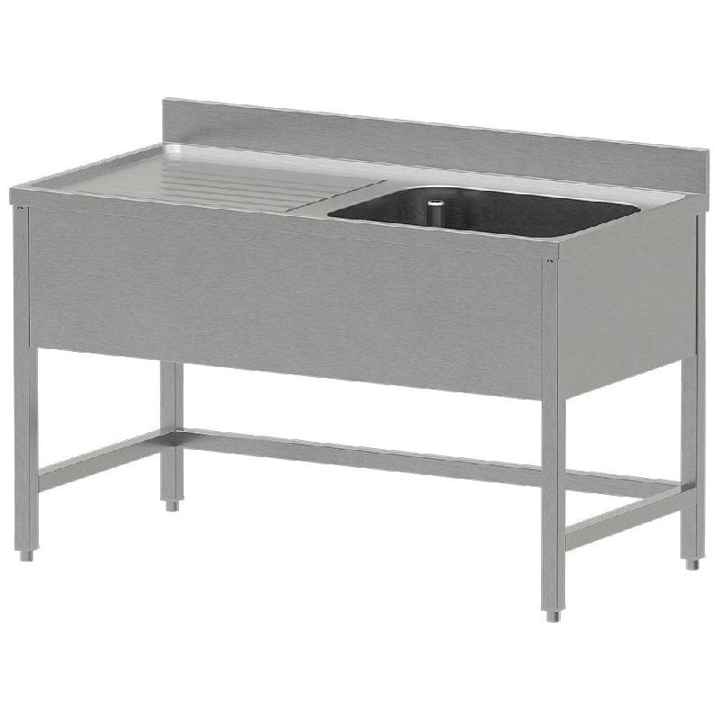Diamond - Plonge inox ECO 1 cuve égouttoir gauche, sans tablette inférieure - réf. WR-C1E1-DS2 - inox AKS-WR-C1E1-DS2_0