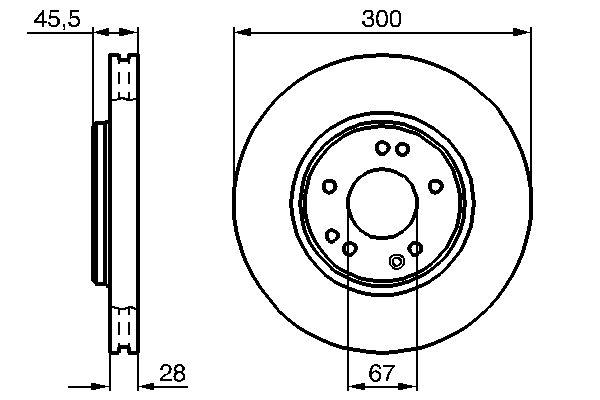 Disque de frein Bosch 0986478526 - ventilé, boîte de 2 pour montage avant, 5 trous_0